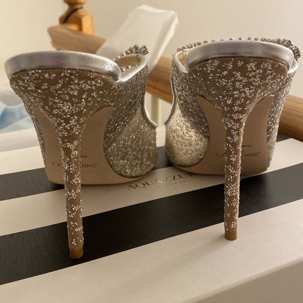 Jimmy choo Bing 100 glitter tulle mules 41.5 - Picture 2 of 4